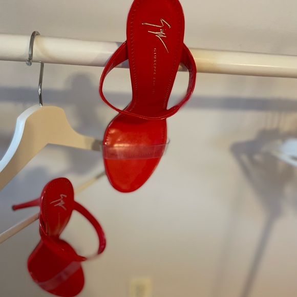 Giuseppe Zanotti Red Patent Leather Clear PVC Slides/Heels - Picture 2 of 5